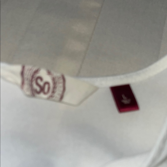 SO Shoulder Tank Top White and Navy Embroidered Detailing Size Large - Picture 7 of 9